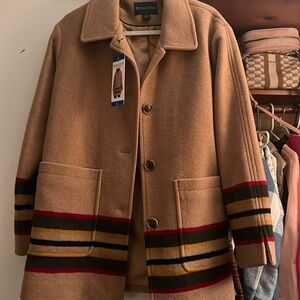 Pendleton camel strip wool coat